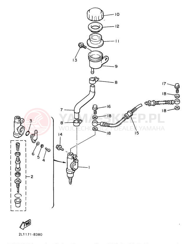 Schemat "Pompa hamulcowa tył" do Yamaha V-MAX 1200 VMX12JC/VMX12J