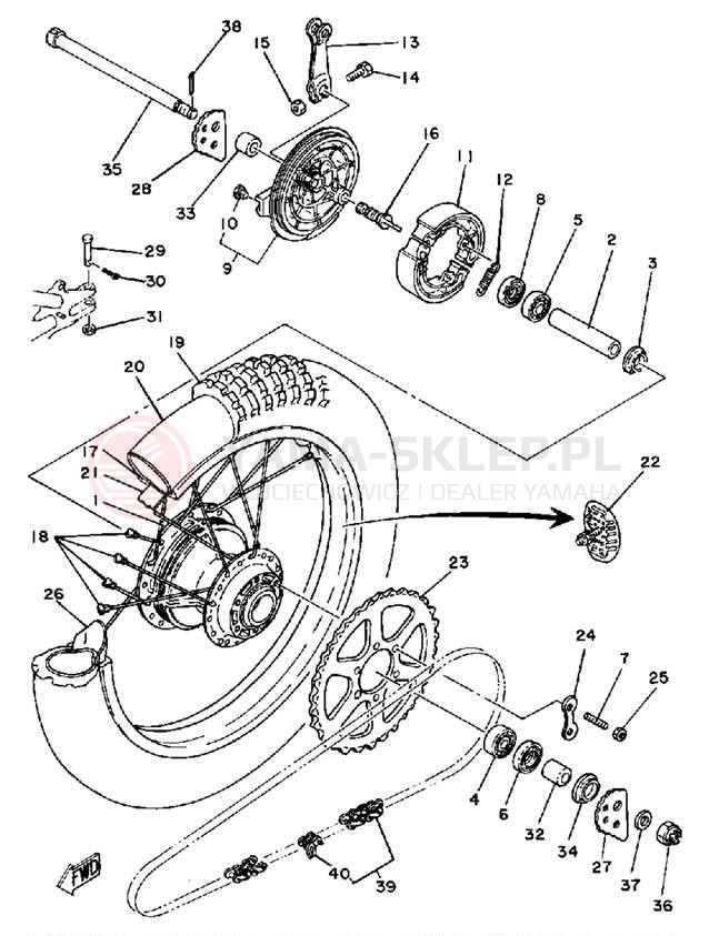 Schemat "Koło tył" do Yamaha IT125H