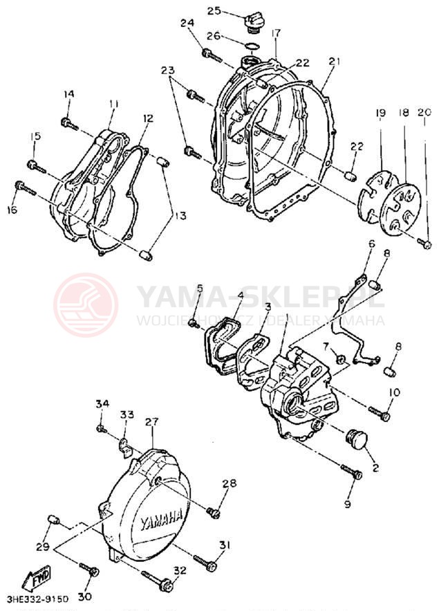 Schemat "Pokrywa silnika" do Yamaha FZR600RAC