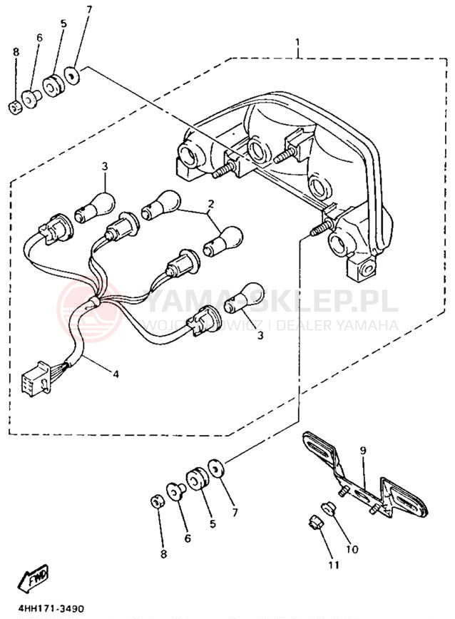 Schemat "lampa tył" do Yamaha GTS1000AE/GTS1000AEC