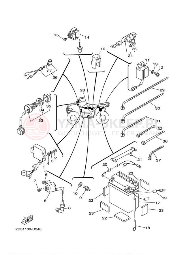 Schemat "układ elektryczny" do Yamaha GRIZZLY 80 HUNTER YFM80GHV