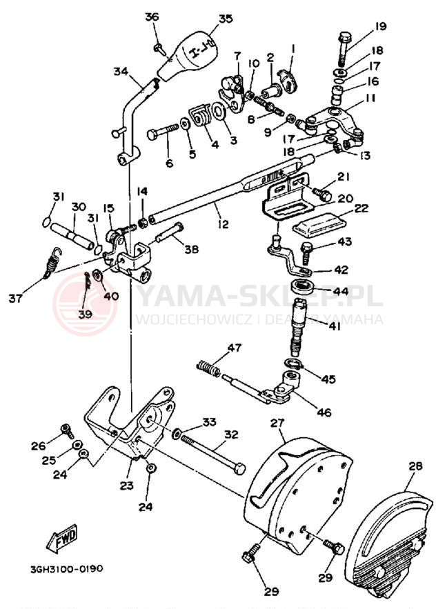 Schemat "dźwignia trybu napędu" do Yamaha MOTO-4 YFM250B