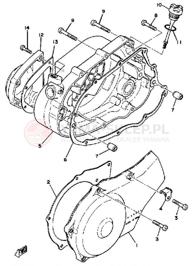 Schemat "Pokrywa silnika" do Yamaha DT175H