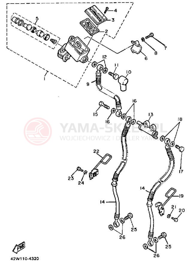 Schemat "Pompa hamulcowa przednia" do Yamaha VIRAGO 700 XV700L/XV700LC