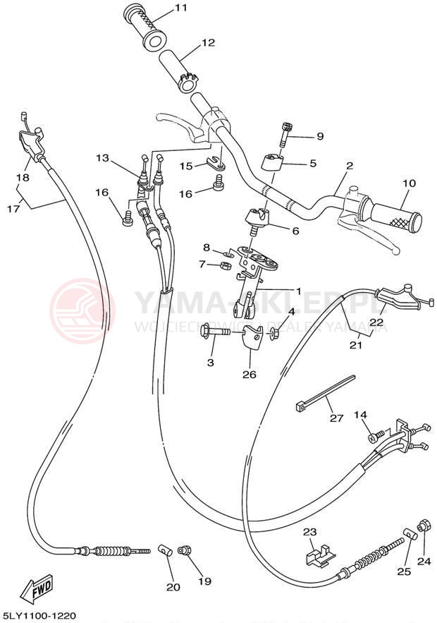 Schemat "Kierownica i osprzęt" do Yamaha VINO YJ50RN