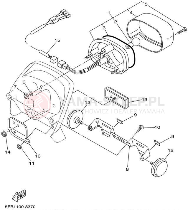 Schemat "lampa tył" do Yamaha V-STAR CUSTOM XVS650PC/XVS650P