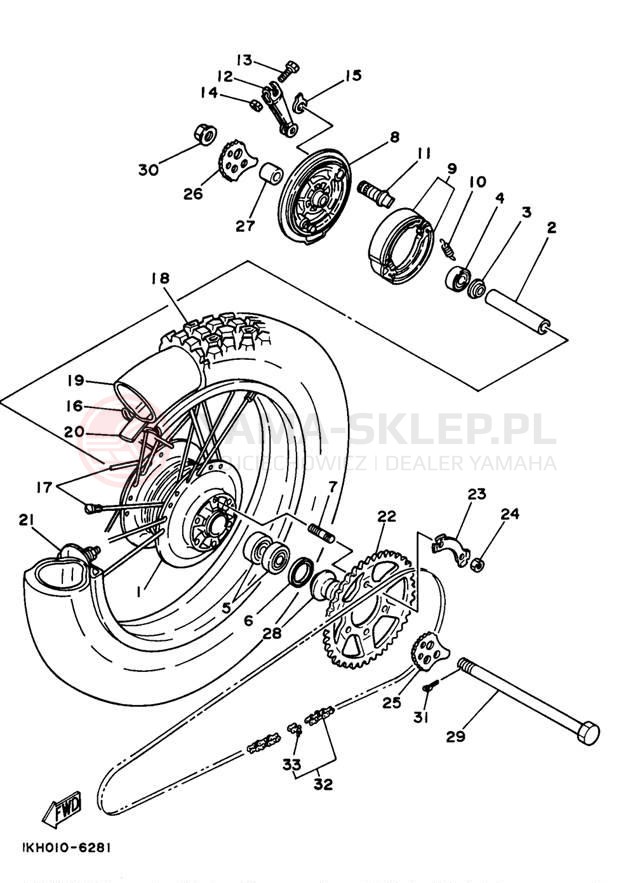 Schemat "Koło tył" do Yamaha SEROW XT225J/XT225JC