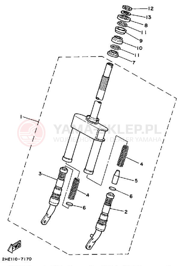 Schemat "Amortyzatory przód" do Yamaha CE50ET