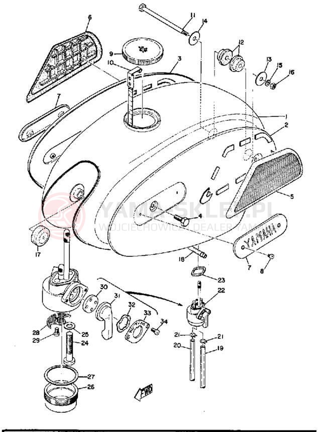 Schemat "zbiornik paliwa" do Yamaha R3