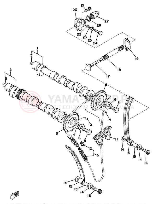 Schemat "Rozrząd - napinacz" do Yamaha XS750E