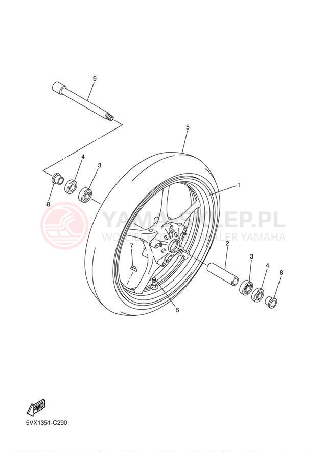 Schemat "Koło przód" do Yamaha FZ6 FZS6TC/FZS6T