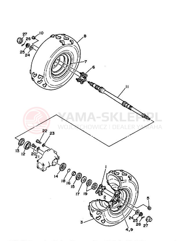 Schemat "Koło tył" do Yamaha BIG BEAR 4WD YFM350FWB_