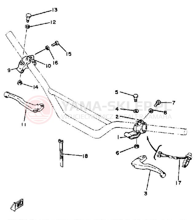 Schemat "Kierownica i osprzęt" do Yamaha YZ465H
