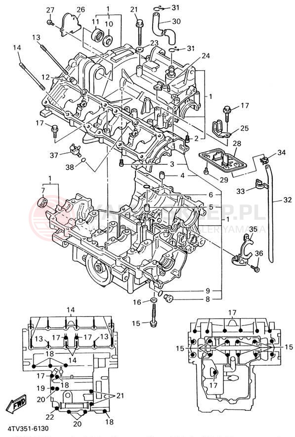 Schemat "Obudowa silnika" do Yamaha YZF600R YZF600RN/YZF600RNC