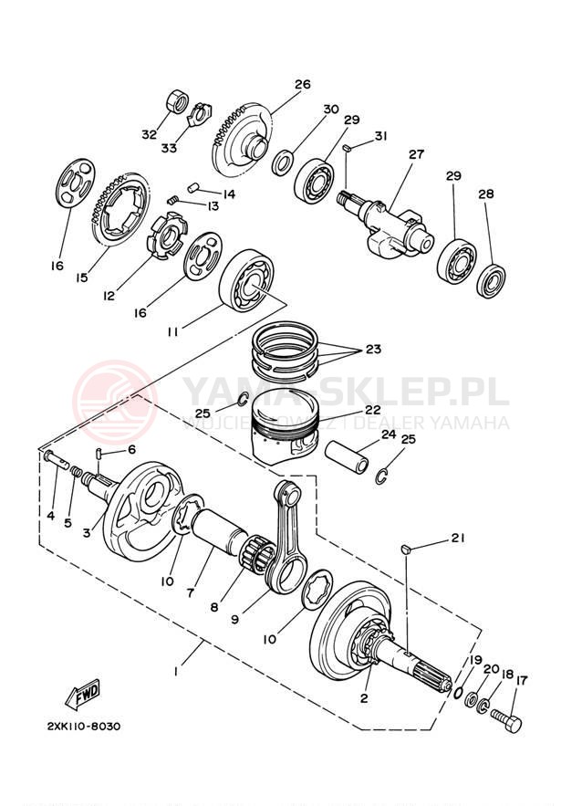 Schemat "Wał korbowy, tłok" do Yamaha WARRIOR YFM350XM/YFM350XMC