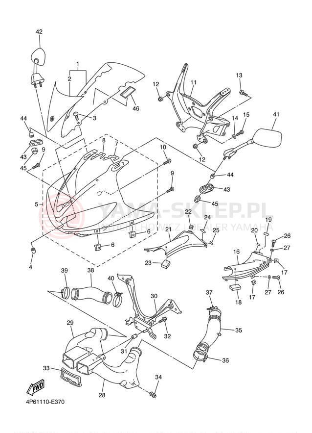 Schemat "elementy nadwozia" do Yamaha R6S YZFR6SV/YZFR6SVC