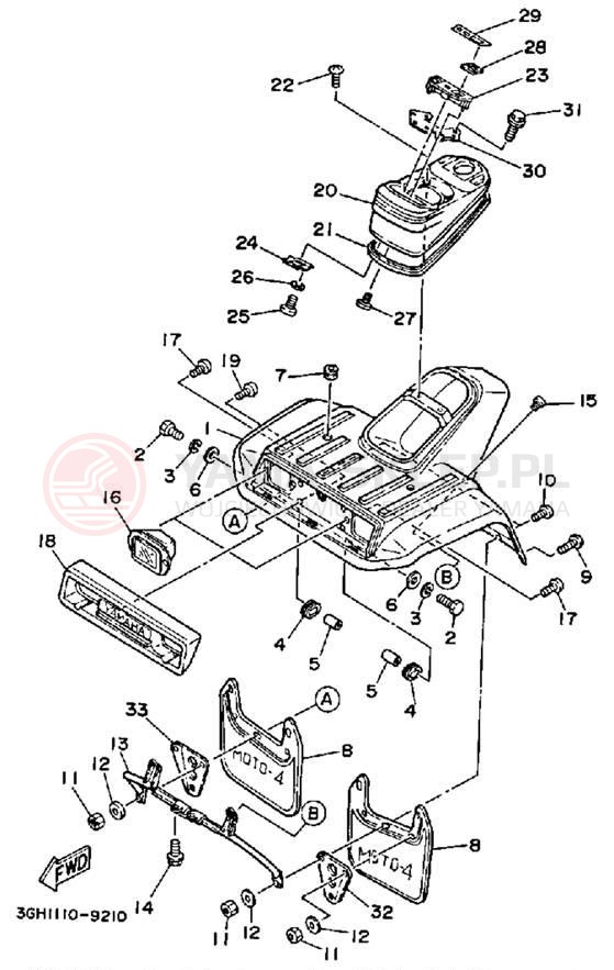 Schemat "Przedni błotnik" do Yamaha MOTO-4 YFM250B