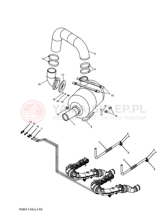Schemat "wydech" do Yamaha SX210 LAT1100BM