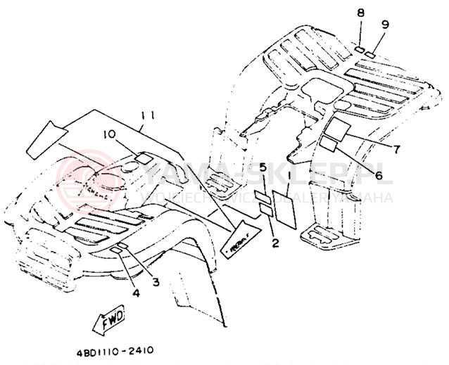 Schemat "naklejki" do Yamaha YFB250E_MN