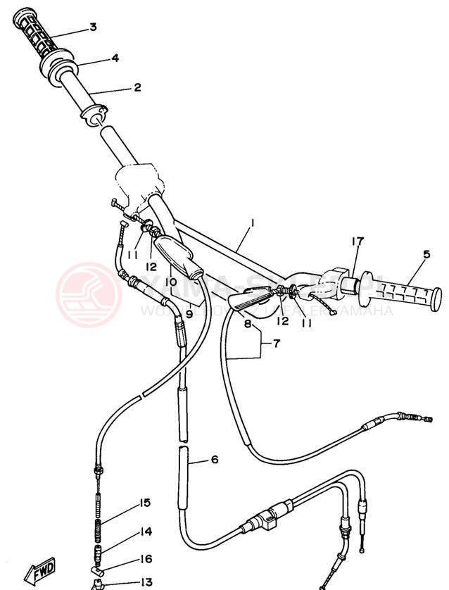 Schemat "Kierownica i osprzęt" do Yamaha RT100H