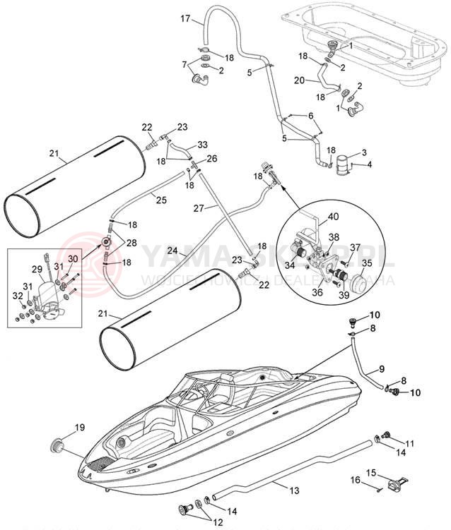 Schemat "DECK DRAIN FITTINGS" do Yamaha 212X FAT1100BJ/FAT1100AJ