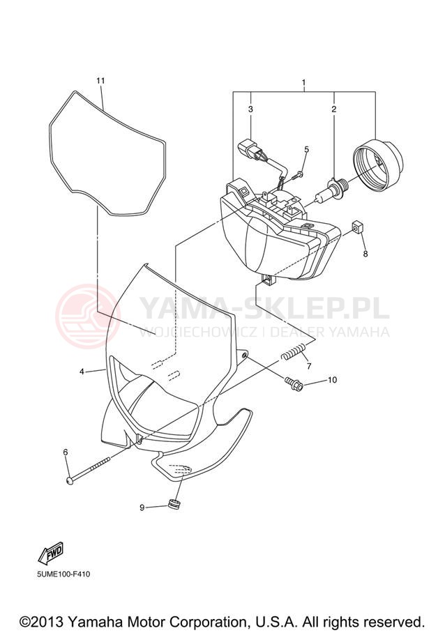 Schemat "Lampa przód" do Yamaha WR250FX WR250FX
