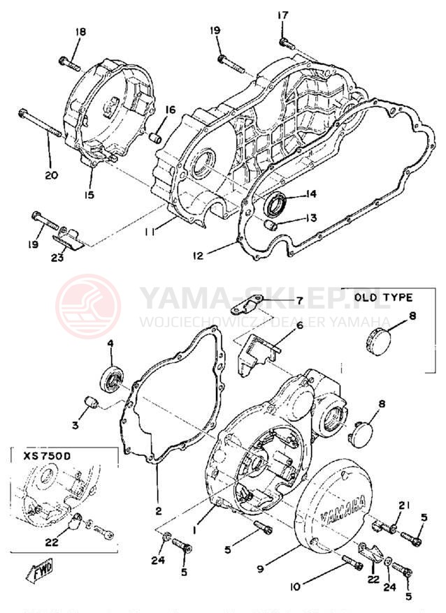 Schemat "Pokrywa silnika" do Yamaha XS750-2D/XS750D