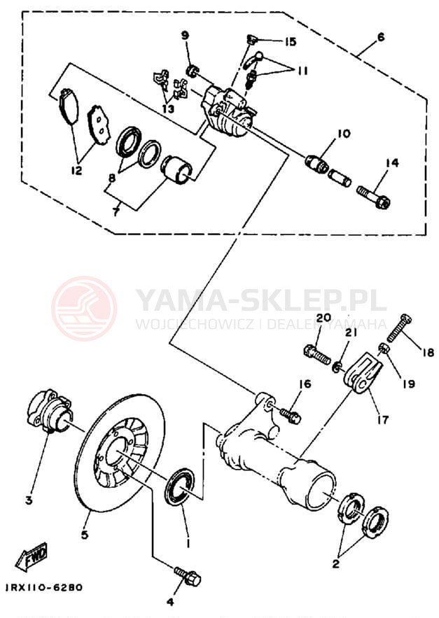 Schemat "Zacisk hamulcowy tylny" do Yamaha YTZ250S