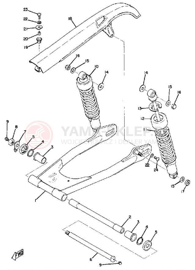 Schemat "Wahacz, osłona łańcucha" do Yamaha TX500A