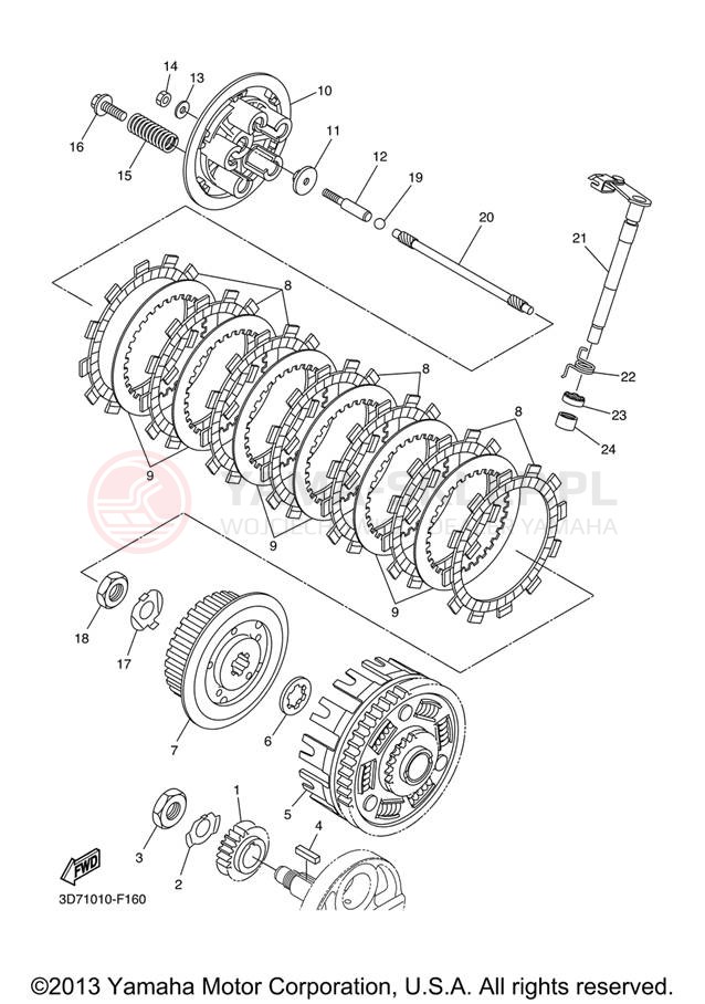 Schemat "sprzęgło" do Yamaha WR250R WR25RXCL/WR25RXL