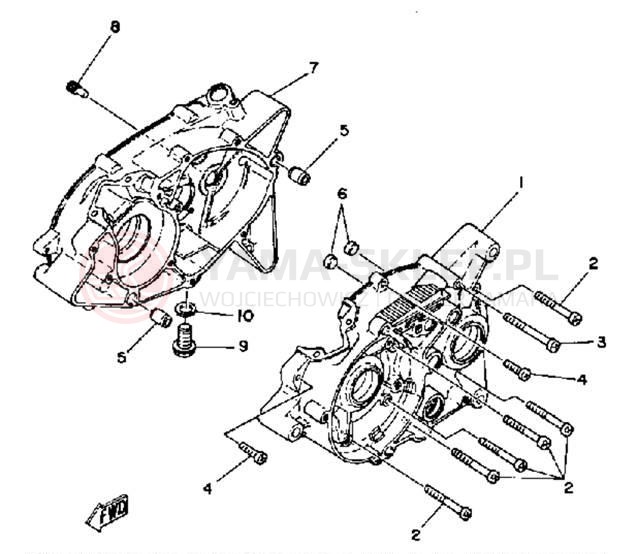 Schemat "Obudowa silnika" do Yamaha MX80J