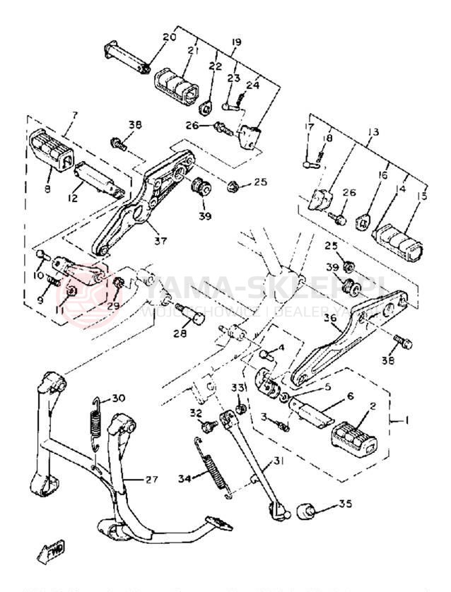 Schemat "Stopka postojowa i podnóżki" do Yamaha XS1100LH