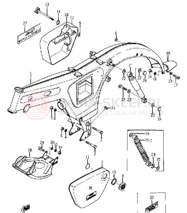 Schemat "rama" do Yamaha YG1T/YG1TK