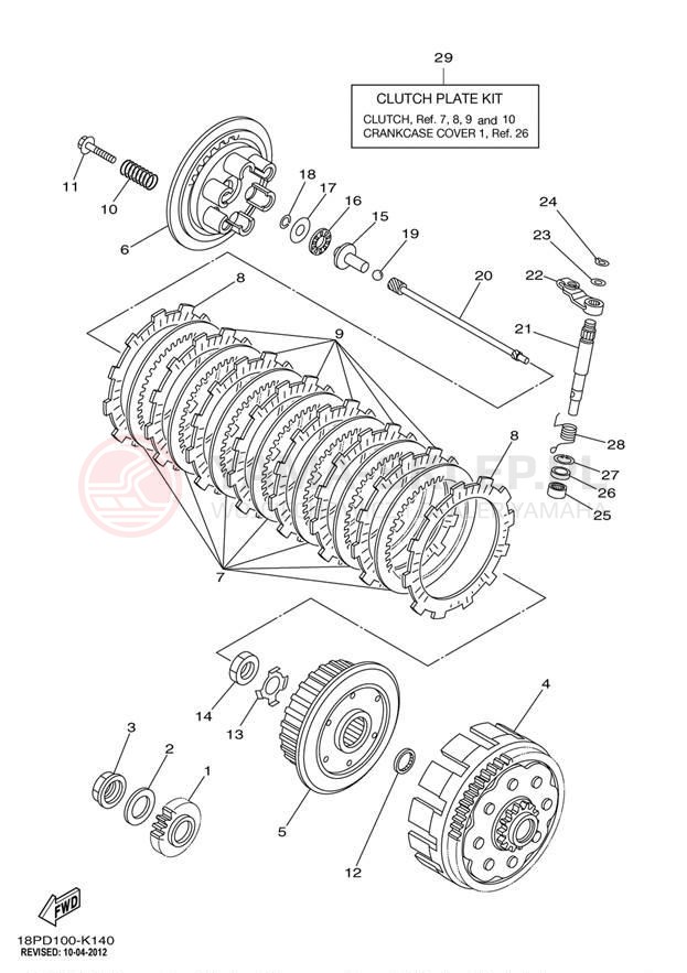 Schemat "sprzęgło" do Yamaha YFZ450R YFZ45RBW/YFZ45RBL