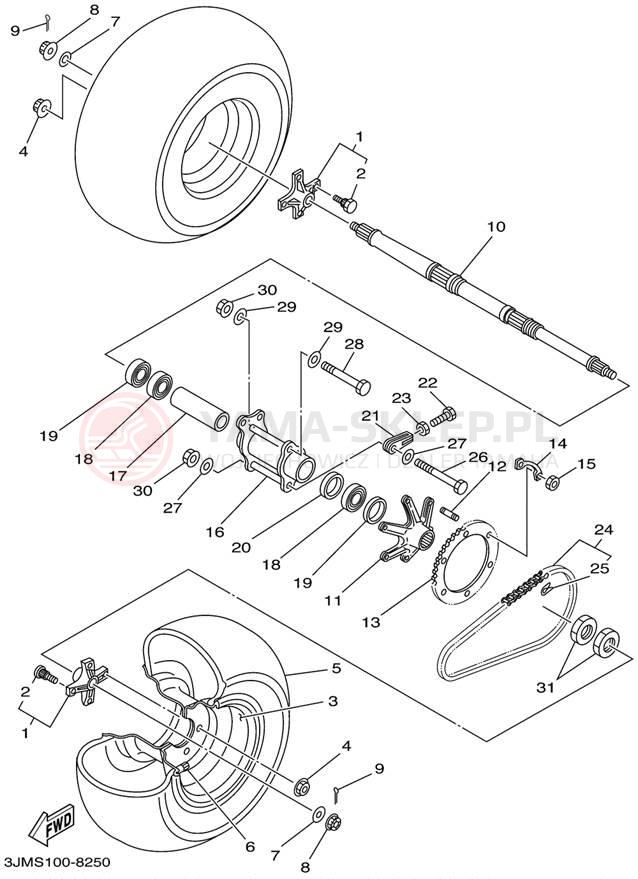 Schemat "Koło tył" do Yamaha BLASTER YFS200P
