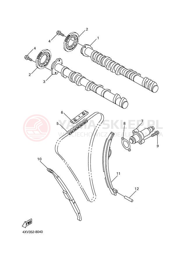 Schemat "Rozrząd - łańcuszek" do Yamaha YZFR1 YZFR1PC/YZFR1P