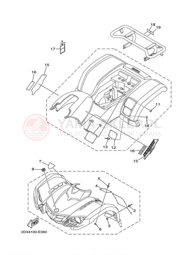 Schemat "naklejki" do Yamaha GRIZZLY 80 YFM80GV