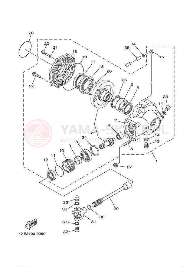 Schemat "Wał napędowy" do Yamaha BRUIN 250 2WD YFM25BV