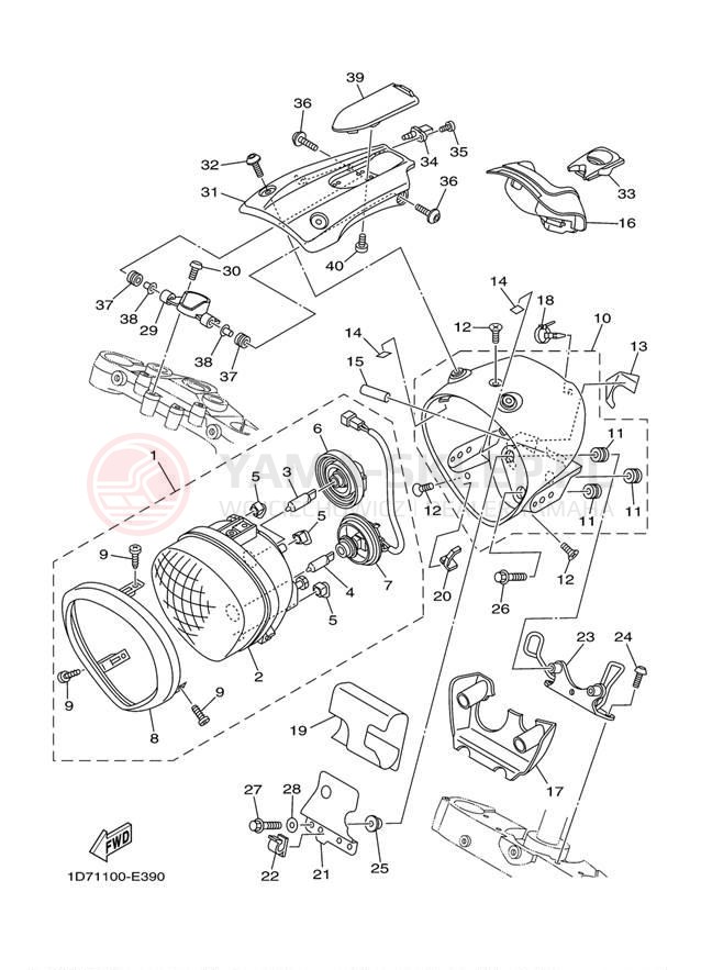 Schemat "Lampa przód" do Yamaha ROADLINER S XV19SV/XV19SVC