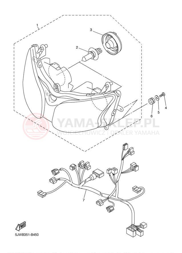 Schemat "Lampa przód" do Yamaha FJR1300 FJR13T/FJR13TC