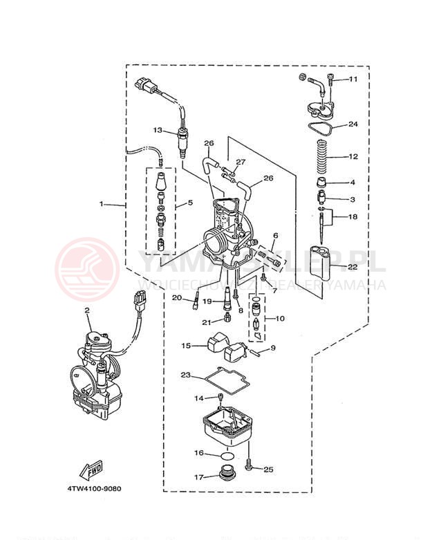 Schemat "Gaźnik" do Yamaha TZ250L