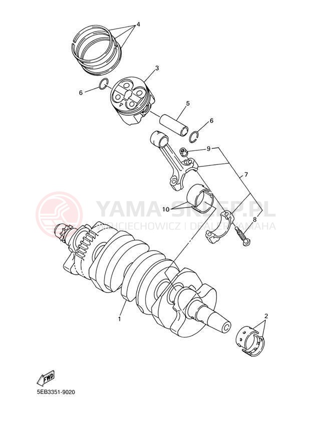 Schemat "Wał korbowy, tłok" do Yamaha R6 YZFR6LC/YZFR6L