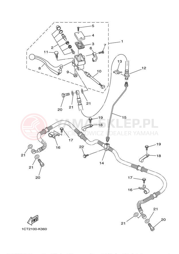 Schemat "Pompa hamulcowa przednia" do Yamaha GRIZZLY 450 EPS 4WD YFM45FGPAL