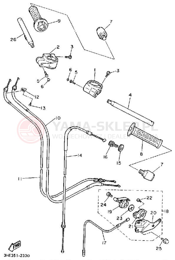 Schemat "Kierownica i osprzęt" do Yamaha FZR600RD