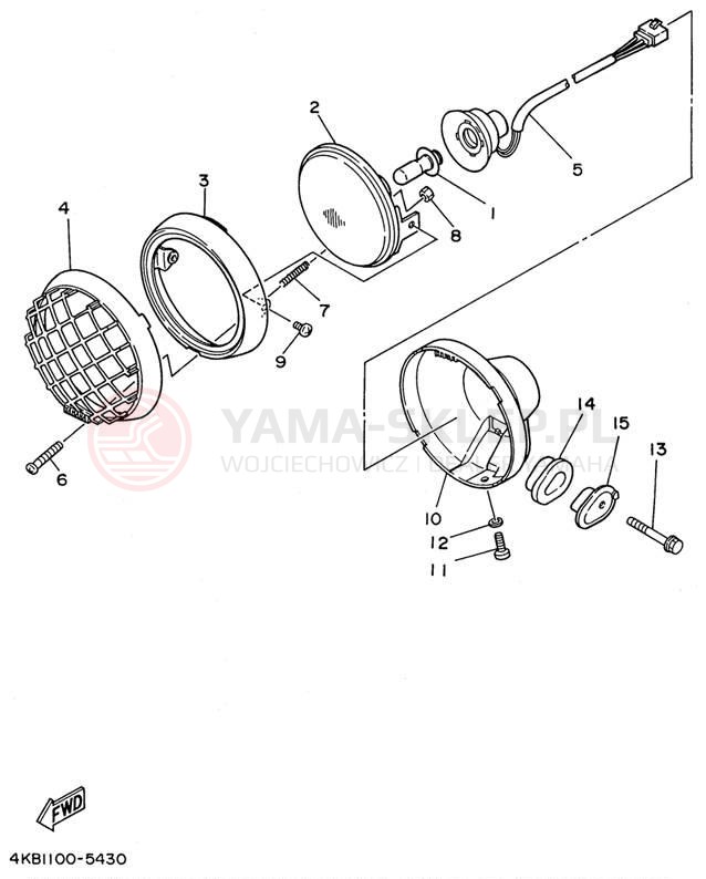 Schemat "Lampa przód" do Yamaha WOLVERINE 4WD YFM350FXH_