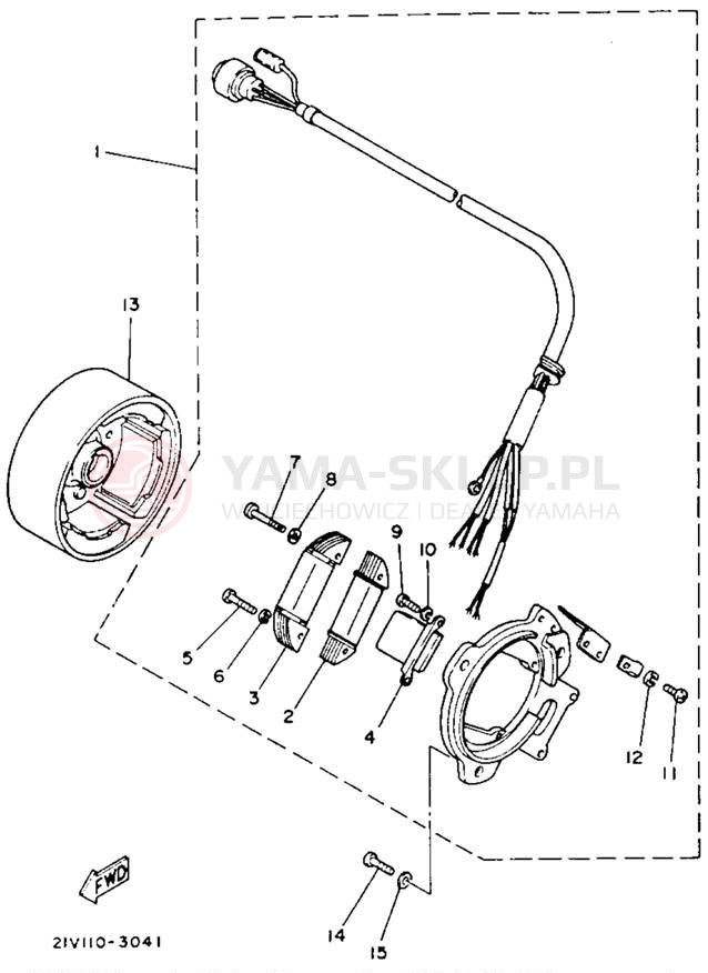 Schemat "prądnica" do Yamaha YTM225DXL