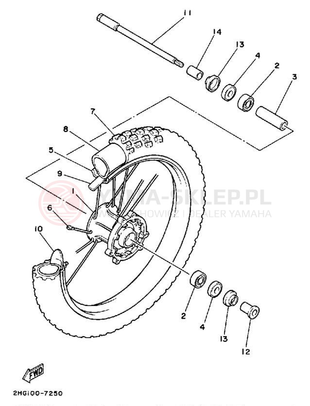 Schemat "Koło przód" do Yamaha YZ125U