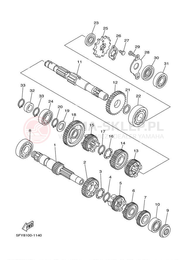 Schemat "Skrzynia biegów " do Yamaha TW200 TW200R/TW200RC