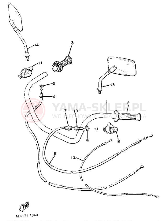 Schemat "Kierownica i osprzęt" do Yamaha VIRAGO 750 XV750J