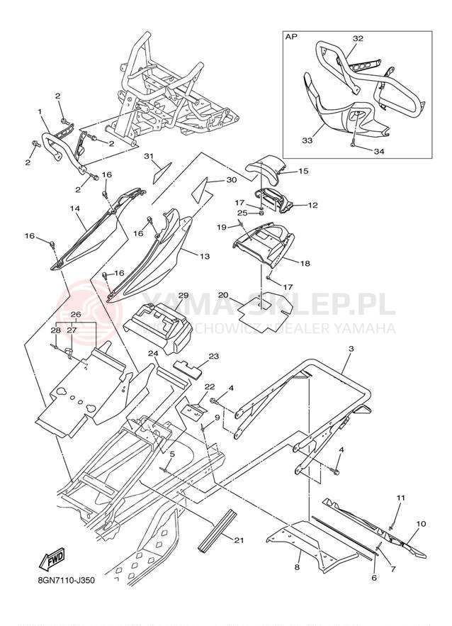 Schemat "zderzak" do Yamaha PHAZER GT PZ50GTDW